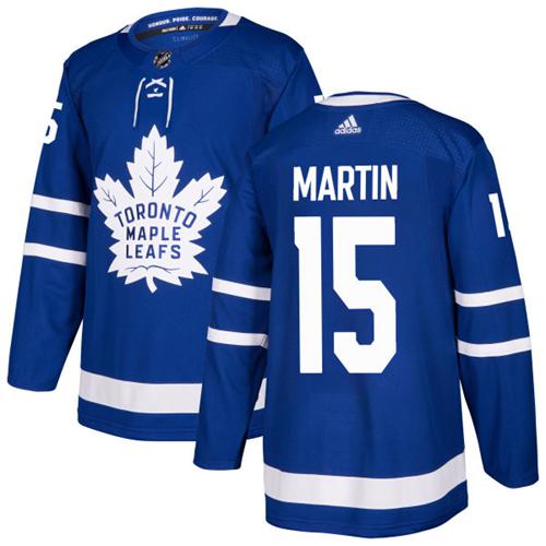 Adidas Maple Leafs #15 Matt Martin Blue Home Authentic Stitched NHL Jersey - Click Image to Close